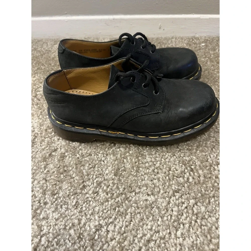Vintage Dr Martens Original Made In England Leather Black Shoes Kids US 1
